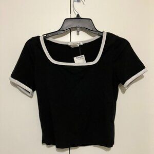 BRAND NEW Caution to the wind black square neck ribbed crop top